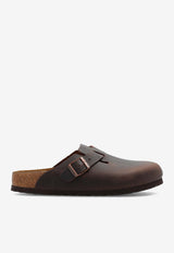 Birkenstock Boston Waxed Leather Slides Brown 159713 0-HABANA