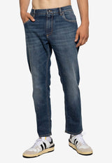 Dolce & Gabbana Logo Plaque Straight-Leg Jeans Blue GYJDAD G8GW9-S9001