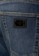 Dolce & Gabbana Logo Plaque Straight-Leg Jeans Blue GYJDAD G8GW9-S9001