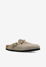 Birkenstock Boston Braided Suede Slides Taupe 1026694 0-TAUPE