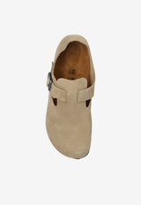 Birkenstock Boston Braided Suede Slides Taupe 1026694 0-TAUPE