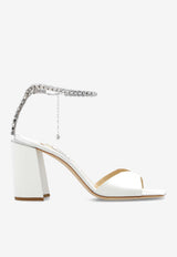 Jimmy Choo Saeda 85 Crystal Chain Satin Sandals White SAEDA SANDAL BH 85 BGH-IVORY CRYSTAL