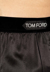 Tom Ford Logo Waistband Silk Pajama Pants Dark Brown T4H201010 0-202