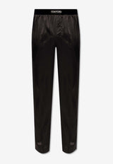 Tom Ford Logo Waistband Silk Pajama Pants Dark Brown T4H201010 0-202