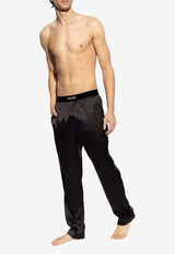 Tom Ford Logo Waistband Silk Pajama Pants Dark Brown T4H201010 0-202
