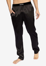 Tom Ford Logo Waistband Silk Pajama Pants Dark Brown T4H201010 0-202