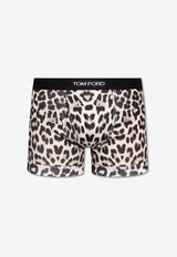 Tom Ford Animal Print Logo Boxers Cream T4LC31720 0-278