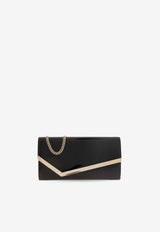 Jimmy Choo Emmie Patent Leather Chain Clutch Black EMMIE PAT-BLACK LIGHT GOLD
