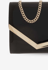 Jimmy Choo Emmie Patent Leather Chain Clutch Black EMMIE PAT-BLACK LIGHT GOLD