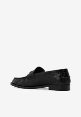 Medusa Croc-Effect Leather Loafers