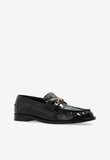 Medusa Croc-Effect Leather Loafers