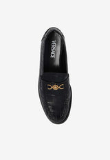 Medusa Croc-Effect Leather Loafers