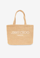 Jimmy Choo East-West Logo Beach Bag Beige BEACH TOTE E W JYN-NATURAL LATTE
