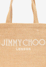 Jimmy Choo East-West Logo Beach Bag Beige BEACH TOTE E W JYN-NATURAL LATTE