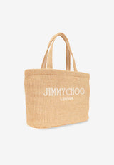 Jimmy Choo East-West Logo Beach Bag Beige BEACH TOTE E W JYN-NATURAL LATTE