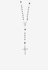Dolce & Gabbana Logo Charm Rosary Necklace Silver WNP7S2 W1111-N0012