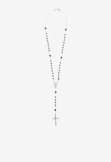 Dolce & Gabbana Logo Charm Rosary Necklace Silver WNP7S2 W1111-N0012
