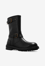Dolce & Gabbana Leather Biker Boots Black A70032 AO018-80999
