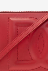 Dolce & Gabbana Embossed DG Logo Zip Shoulder Bag Red BB7289 AW576-8X052