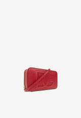 Dolce & Gabbana Embossed DG Logo Zip Shoulder Bag Red BB7289 AW576-8X052