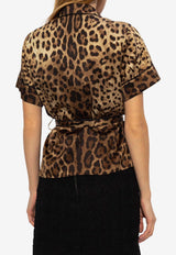 Dolce & Gabbana Leopard Print Silk Shirt Brown F5G67T FSAXY-HY13M