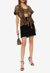 Dolce & Gabbana Leopard Print Silk Shirt Brown F5G67T FSAXY-HY13M