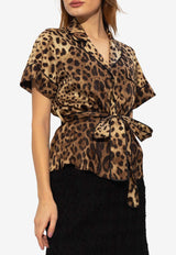 Dolce & Gabbana Leopard Print Silk Shirt Brown F5G67T FSAXY-HY13M