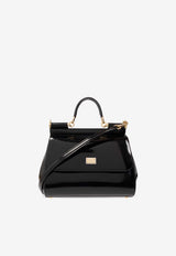 Dolce & Gabbana Large Sicily Patent Top Handle Bag Black BB6002 A1037-80999