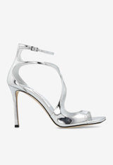 Jimmy Choo Azia 95 Liquid Metal Leather Sandals Silver AZIA 95 QUI-SILVER