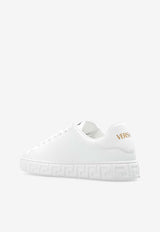 Greca Low-Top Faux-Leather Sneakers
