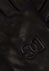 Dolce & Gabbana Embossed DG Logo Leather Gloves Black BG0169 AQ381-80999