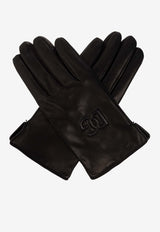 Dolce & Gabbana Embossed DG Logo Leather Gloves Black BG0169 AQ381-80999
