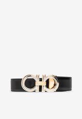 Ferragamo Reversible Gancini Leather Belt Black 67A254 DOUBLE ADJUS 764187-NERO