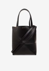Loewe Mini Puzzle Fold Leather Tote Bag Black A657V25X01 0-BLACK