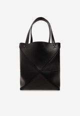 Loewe Mini Puzzle Fold Leather Tote Bag Black A657V25X01 0-BLACK