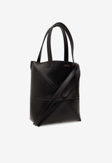 Loewe Mini Puzzle Fold Leather Tote Bag Black A657V25X01 0-BLACK