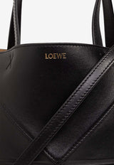 Loewe Mini Puzzle Fold Leather Tote Bag Black A657V25X01 0-BLACK