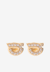Ferragamo Gancini Encrusted Stud Earrings Gold 760700 NEW GSTR 10D 770442-ORO