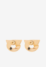 Ferragamo Embellished Gancini Stud Earrings Gold 760698 NEW GSTR 18D 770420-ORO