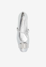 Ferragamo Zina Metallic Leather Ballet Flats with Bow Silver 01H345 ZINA 769030-SILVER FONDO BIANCO