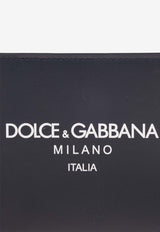 Dolce & Gabbana Logo Print Leather Wallet Navy BP1321 AN244-HBII7