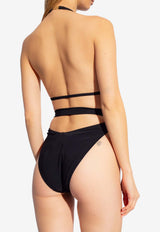 Dolce & Gabbana Deep V-neck DG Logo One-Piece Swimsuit Black O9B74J ONO12-N0000