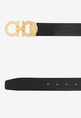 Ferragamo Reversible Gancini Leather Belt Black 679710 DOUBLE ADJUS 770651-TESTA DI MORO