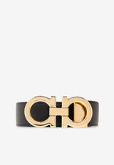 Ferragamo Reversible Gancini Leather Belt Black 679710 DOUBLE ADJUS 770651-TESTA DI MORO