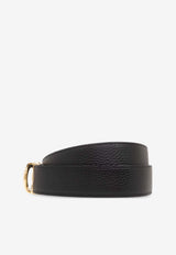 Ferragamo Reversible Gancini Leather Belt Black 679710 DOUBLE ADJUS 770651-TESTA DI MORO