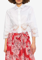 Dolce & Gabbana Lace-Trimmed Cropped Shirt White F5Q65T FUEEE-W0800