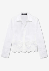 Dolce & Gabbana Lace-Trimmed Cropped Shirt White F5Q65T FUEEE-W0800