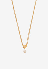Ferragamo Gancini Pearl Necklace Gold 760782 NKL NEWGAN P 776607-ORO PERLE