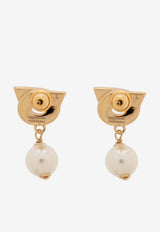 Ferragamo Gancini Pearl Earrings Gold 760781 EAR GSTR P 776604-ORO PERLA