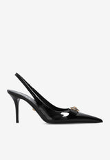 Versace Gianni Ribbon 100 Leather Slingback Pumps Black 1013717 1A08983-1B00V